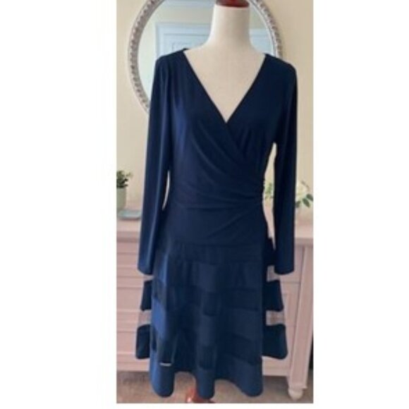 plus size dress for summer wedding guest Elegant Long Sleeve Chiffon Color:Metallic Blush modest midi's Around the neck wedding